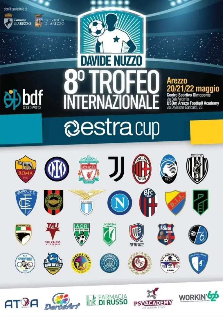 Locandina dell’8° Trofeo Internazionale Davide Nuzzo, Estra Cup, Arezzo 20-22 maggio